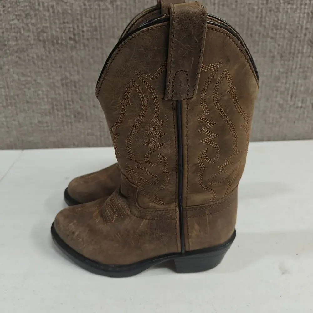 Cody James Boots Size 9 D Kids Round Toe Brown Leather Western Cowboys